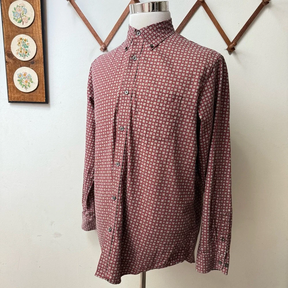 Retro Hippie Floral Geometric Patterned Button Up Shirt